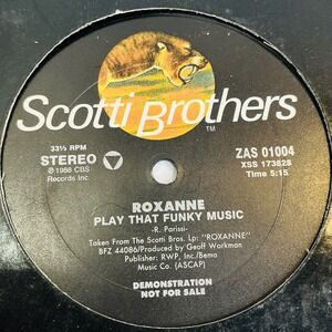 Roxanne Play That Funky Music 12" Vinyl Single Record 1988 Scotti Brothers Promo